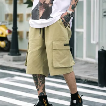 Jūra Pavisam Japaness Modes Vairākas Kabatas Kravas Šorti Vīriešiem Ikdienas Valkāšanai Harajuku Haki Zaļā Krāsā Streetwear Īsās Bikses