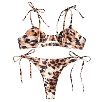 Bikini 2020. Gadam Peldkostīmu Push Up Peldkostīmi Leopards Izdrukāt Mežģīnes Up Sieviešu Sexy Brazīlijas Biquini Augsta Vidukļa Bikini Peldkostīms