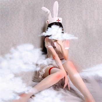 Paloli Sexy Apakšveļa Kawaii Bunny Girl Sleepwear Caurspīdīgu Mežģīņu Māsa Cosplay Erotiskie Tērpi Sievietēm Vienādu Kleitu