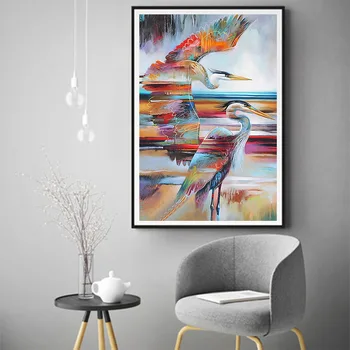 Heron Putns Dimanta Glezna, Eļļa, Dzīvnieku Kārtā Pilna Urbt Nouveaute DIY Mozaīkas Izšuvumi 5D Cross Stitch Mājas Dekoru Dāvanas