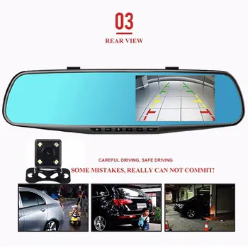 4.3 Collu Atpakaļskata Spoguļi Automašīnas Dvr Kamera Hd 1080P Auto Spoguli un videokameru ar Atpakaļskata Kamera Auto Ekrāns Spogulis Dash Kamera