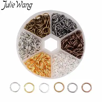 Julie Wang 1 KASTE 4-10mm Vara Atvērt Lēkt Gredzeni Sajauc 6 Krāsas Piederumu Komplekts, Kaklarota, Rokassprādze Auskari Rotaslietu izgatavošana
