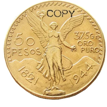 Meksika 1944 Zelta Pārklājumu 50 Peso Zelta Pārklājumu kopēt monētas