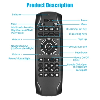 Bluetooth 5.0 Mini Tastatūru G7BTS Žiroskops Backlit IS Mācīšanās Gaisa Pele, Tālvadības pults, lai Smart TV Kastē Klēpjdators, Tablet