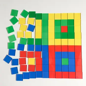 Bērnu Rotaļu Montessori Izglītības Mācību Atbalsta Materiāli 1 Caurspīdīgu Collu Kvadrātveida Loksne Flīzes Krāsains Mozaīkas 100gab/Maiss