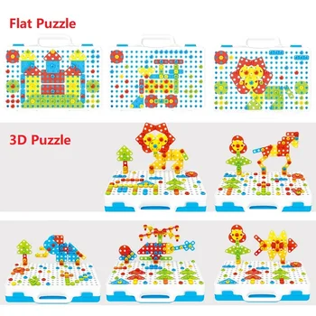 Bērniem Urbt Rotaļlietas Elektriskās Urbjmašīnas Rotaļlietas Skrūvēm, Bloki Rotaļlietas Radoši Izglītojošas Rotaļlietas Skrūvēm Puzzle Dizaina Rotaļlietas Zēniem Mozaīkas Spēle