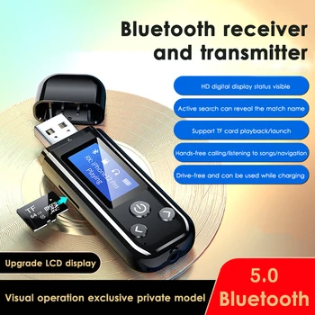USB Bluetooth Uztvērējs, Raidītājs Adapteris Receptoru Bluetooth 5.0 Audio Adapteris Auto, PC, TV, Bezvadu Adapteri LCD 3,5 MM AUX