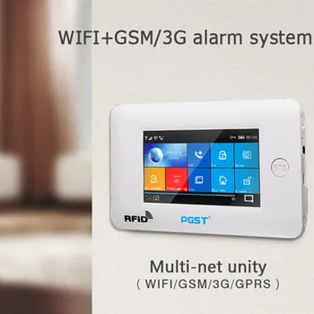 3G IOS Android 433MHz Pieskārienu krāsu Ekrānam, Bezvadu WIFI, GPRS RFID kartes Smart Home apsardzes pakalpojumi, Apsardzes Drošības Signalizācijas Sistēmas ar Piederumiem