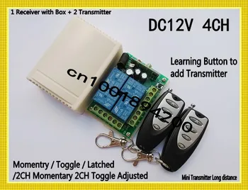 Bezmaksas Piegāde Ciparu Radio Tālvadības Slēdži DC12V 4CH 1 Uztvērējs + 2 Raidītājs Mācību Kods M4/T4/L4/2M4+2T4 koriģētas