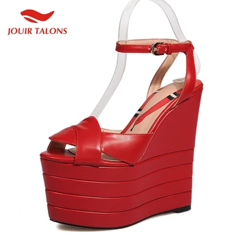 JOUIR TALONS Zīmolu, Dizainu, luksusa INS Ķīļi 16CM augstpapēžu kurpes Sieviešu Kurpes Platformas Sieviete Puse kāzu Vasaras Sandales sievietēm