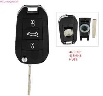 Wilongda Auto atslēga 3 pogu tālvadības atslēgu 434MHZ ID46 PCF 7941(TITAG2) mikroshēmu peugeot 508 auto atslēgu