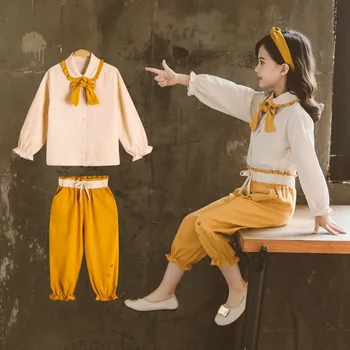 Meiteņu Apģērbu Komplekti, No 2021. Gada Pavasarī, Rudenī Garām Piedurknēm Topi + Bikses Tracksuit Bērniem Meitene Apģērbu Komplekts Bērniem, Apģērbs 4 6 8 10 12 Gadu