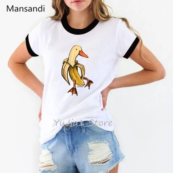 Smieklīgi, t krekli, sieviešu apģērbu 2019 Banānu Pīļu print t-krekls camiseta mujer Harajuku Gothic krekls Streetwear vogue t femme