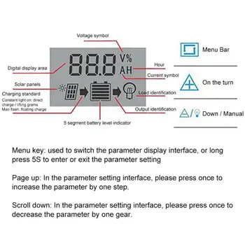 10.A-100A MPPT/PWM Saules Uzlādes Kontrolieris 12V/24V dual USB saules sprieguma regulators LCD displejs ar power-off atmiņas funkcija