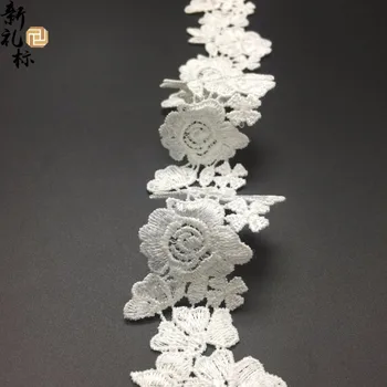 Bezmaksas Piegāde 15Yards 35mm Plata DIY Baltu Mežģīņu Apdari Embellishment Pīt Guipure Ziedu Lentas Šūšanas Kuģiem, Mājas Apdare