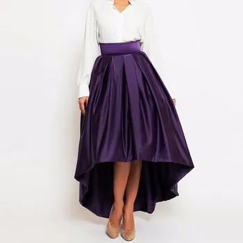 Modes Hi Zems, Svārki Violetā Jupe Femme Ilgi Svārki Cusotm Izgatavots Priekšā Īsu Atpakaļ Ilgi 2019 Faldas Svārki Plisēt