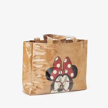 Disney Mickey mouse Kraftpapīrs dāmu pleca soma, sieviešu somas Augstas ietilpības karikatūra iepirkumu grozs