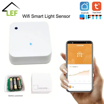 Tuya Wifi Āra Ūdensizturīgs Smart Gaismas Sensors (7-30000)LUX Akumulatora barošanu Smart Home Gaismas Automatizācijas Sajūtu Saikne Kontrole