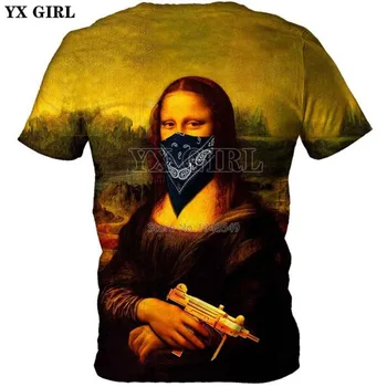 YX MEITENE 2018. gada vasarā Jaunu stilu Modes T krekls gangsteris mona lisa mens Smieklīgi Izdrukāt 3d tshirt Vīrieši/Sievietes Ikdienas Hipster t krekls