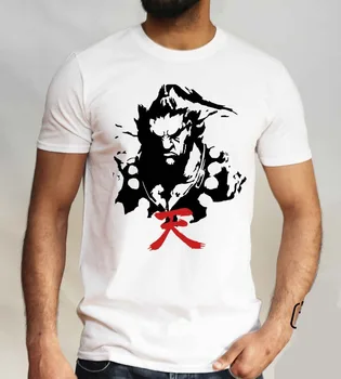 Akuma Japāņu Kanji T Krekls Ielu Cīņu Ryu Ken Retro Gamers Dāvanu Vīriešu T Krekls 2019 Vasaras Vīriešu O-Veida Kakla Vīriešu T Krekli