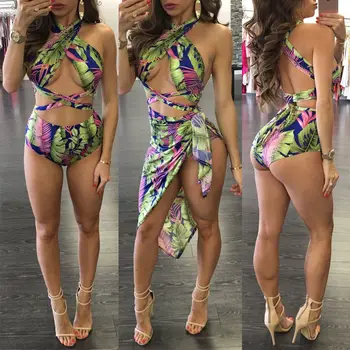 Vasarā Karstā Pārdošanas Sieviešu Pārsējs Ziedu drukāt Bikini Komplekts mežģīnes up Push-up Krūšturis Peldkostīmu peldkostīms, Peldbikses beachwear kostīms