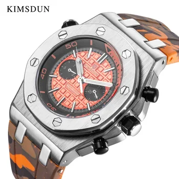 KIMSDUN luksusa modes vīriešu krāsu silikona automātisko, mehāniskās skatīties sporta militāro datums displejs pulkstenis dāvanu Relogio Masculino