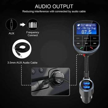 MR307 Bluetooth Bezvadu FM RadioTransmitter Adapteri, lai Auto Dual USB 3.0 Automašīnas Lādētājs ar Brīvroku Zvanīšana A2DP Aux