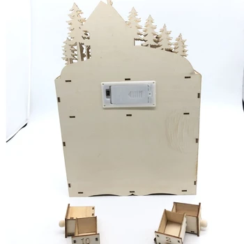 Ziemassvētku Sniegavīrs Koka Adventes Kalendārs Atpakaļskaitīšanas Apdare 24 Atvilktnes ar LED Gaismas Rotājumu
