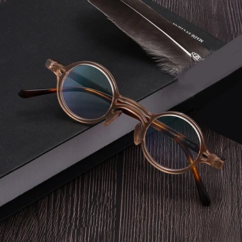 Roku Darbs Acetāts Apaļas Brilles Rāmis Vīriešu Retro Apļa Optisko Recepšu Brilles Sievietēm Tuvredzība Nerd Pārredzamu Brilles