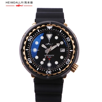 Heimdallr Vīriešu Tunzivju Diver Watch 47mm Black PVD Pārklājumu Safīra Stikls NH35A Automātiskā Kustības Mehāniskās Relogio Gaismas Zīmes