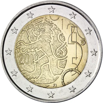 Somijā 150. Jubilejai Izsludinājis Monetāro Likumu, 2010 2 Eiro Nekustamo Oriģinālu Monētu Taisnība Eiro Vākšana Piemiņas Unc