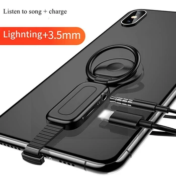 Gredzenu Turētājs Adaptera Stiprinājuma Sprādzes Apple 3.5 MM Jack Austiņu Adapteris Priekš Iphone Austiņu Lightning Audio Maksas Sadalītājs