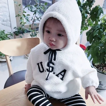 Jaundzimušo Rudens Ziemas Bodysuit Gadījuma Kapuci Cute Baby Silts Zēni Meitenes Drēbes ASV Modes Zīdaiņu Apģērbs, Zīdainis, Mazulis Tērpiem