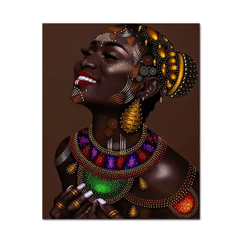 Sienas Art Sieviešu Gleznas Audekla Āfrikas Mākslas Portrets Plakātu Drukas Sienas, Attēlus Dzīvojamā Istaba Decoracion Hogar Moderno