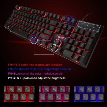 Krievu Klaviatūras Vadu Klaviatūra Spēļu Apgaismojums apgaismojums RGB RU+LV Klaviatūras Spēlētājs Tastatūras Mehāniskie Justies PC Dators