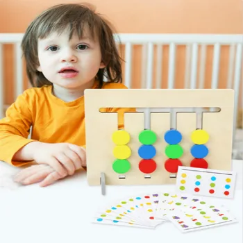Montessori jaukta tipa koka četru krāsu augļu loģikas spēle apgaismības mācību līdzekļus bērnu agrīnās izglītības rotaļlietas