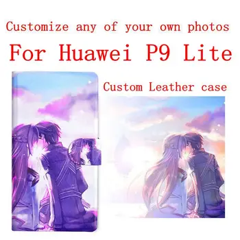 DIY Tālrunis soma Personalizētu pielāgotus foto Attēlu flip PU ādas gadījumā vāks Huawei P9 Lite
