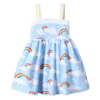 Maz bitty 3-12y Bērniem, meiteņu kleitas, no kokvilnas apģērbs varavīksnes modes karstā pārdošanas bērniem Linga kleitas, vasaras baby girl dress