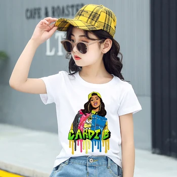 Zēni un Meitenes Hip Hop Reperis Cardi B Druka T kreklu Baby Kids Modes Smieklīgi Drēbes Bērniem Vasarā Īsām Piedurknēm T-krekls 3-9T