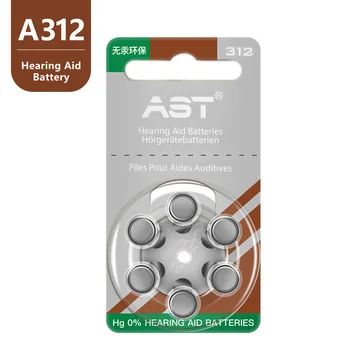 AST 60 GAB Dzirdes aparātu Baterijas A312 312A ZA312 312 PR41 Bezmaksas Piegāde! Cinka Gaisa dzirdes aparātu bateriju zīmols