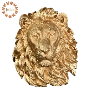 Lion Head Sienu Apdare Kulons Sienas Rotājumi Mājas Piederumi Galvas Sveķu Eiropā Karājas Pie Sienas Dzīvnieku Trīs Krāsu Lielā Izmēra