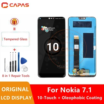 Oriģināls Nokia 7.1 LCD Displejs 10 Touch Screen Panelis Nokia 7.1 LCD Ekrāns Digitizer 5.84