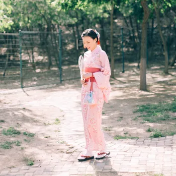 Sieviešu Japāņu Tradicionālajā Tērpā Sieviete Ziedu Kimono un obi Kleita Posmā Cosplay Dāmas Yukata Kostīmu Kimono D9011