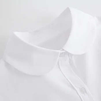 Atloks ar garām Piedurknēm Balts Krekls Sievietēm, Blūzes Vienādu Darbu Harajuku Krekli Ikdienas Skolas Biznesa Atpūtas Top Blusas Plus Izmēra 5XL