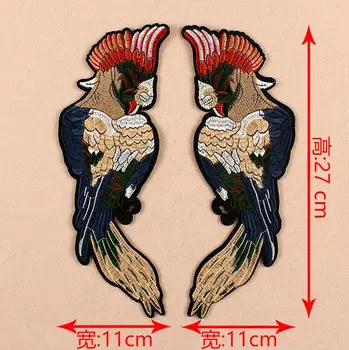 Eiropas stila papagaiļus izšuvumi auduma uzlīmes liels krāsains ielāps apģērba piederumi mētelis diy dekoratīvās plāksteris SC626