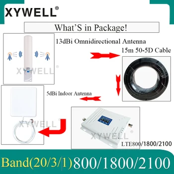 Tri-Band Mobilo Pastiprinātājs Band20)LTE 800/2100/1800 Mhz 4G signālu Pastiprinātājs LTE WCDMA GSM Repeater 2g 3g 4g Mobilā Signāla Pastiprinātājs