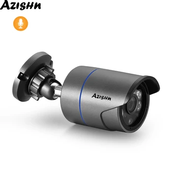 AZISHN IP Camera 3MP H. 265 Audio Ierakstu ONVIF Āra Ūdensizturīgu IP66 CCTV Kamera Nakts Redzamības Mājas Apsardze Tīkla Cam