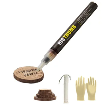 Ķīmiskā Woodburning Pildspalvu DIY Projektu naudas Sodu Padoms Deglis Koka Zīme Charred Marķieri, Pildspalvas Instruments, ar Koka Klučiem, Cimdi