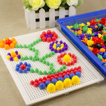 Bērniem 296pcs Mozaīkas Attēlu Puzzle Rotaļlieta Bērniem Kompozītu Intelektuālā Izglītības Sēņu Nagu Rotaļlietu Komplekts ar Kasti