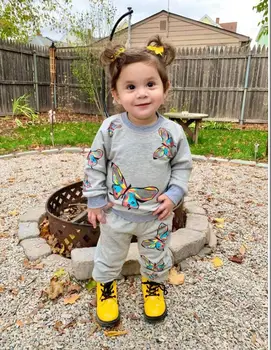 BibiCola Pavasara Rudens Jaundzimušais Meitene Apģērba Komplekts Bērniem Tracksuit Iespiests T-krekls+Casual Bikses 2GAB Bērnu Drēbes Uzvalku